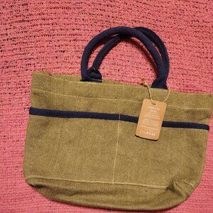 LoveVIVID Beige and Navy Grab & Go Tote - NWT